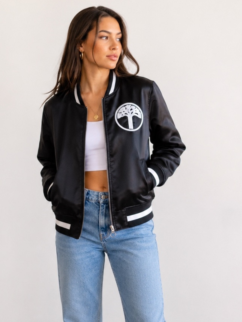Alyssa Milano Golden State Warriors Satin Bomber Jacket Small Black White Town
